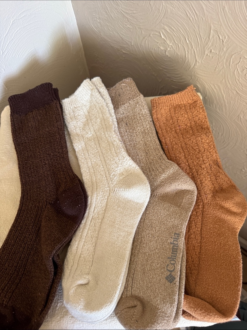 Women’s Winter Crew Socks - Dark Brown, Cream, Light Brown, Rust